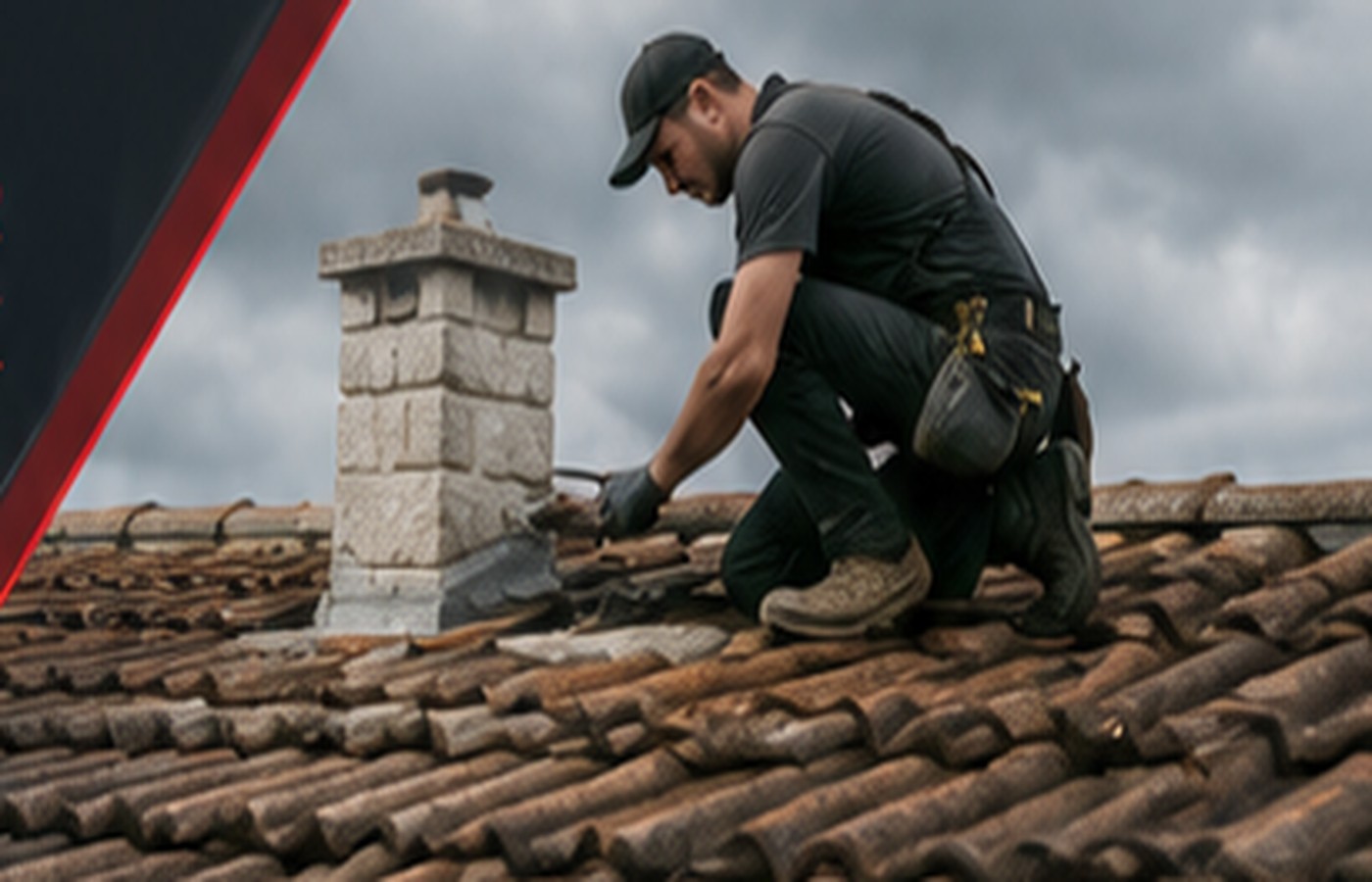 Couvreur professionnel travaillant sur une toiture à Gensac